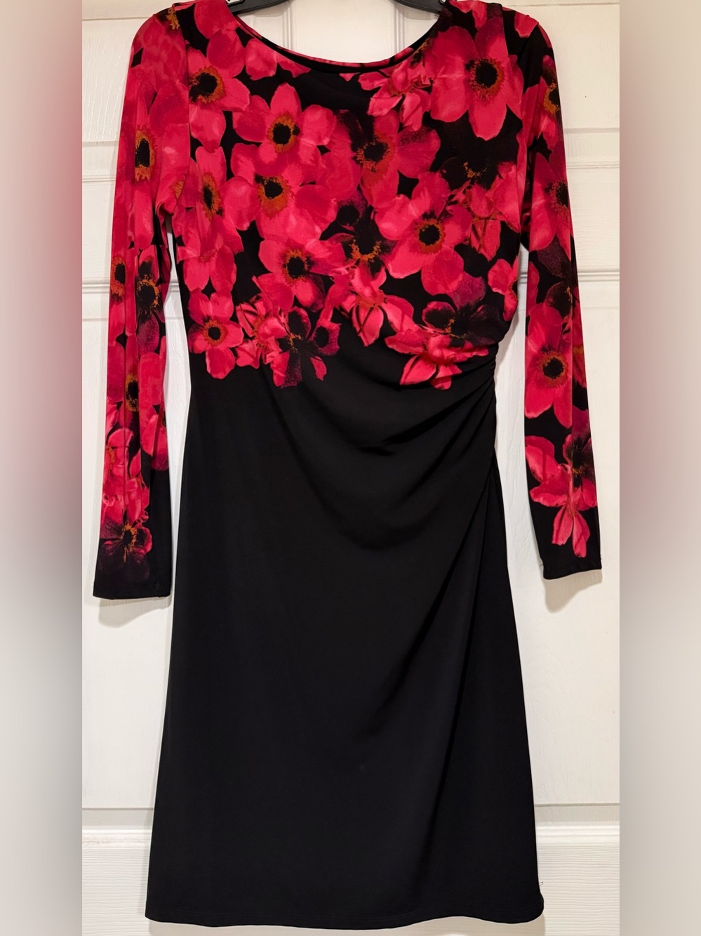 Ralph Lauren Black Dress with Bold Pink/Red Floral Top